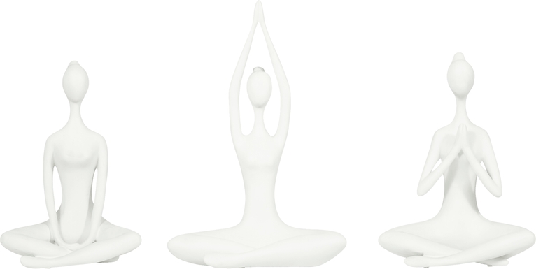 Hershour White Yoga Lady Sculpture, Set of 3