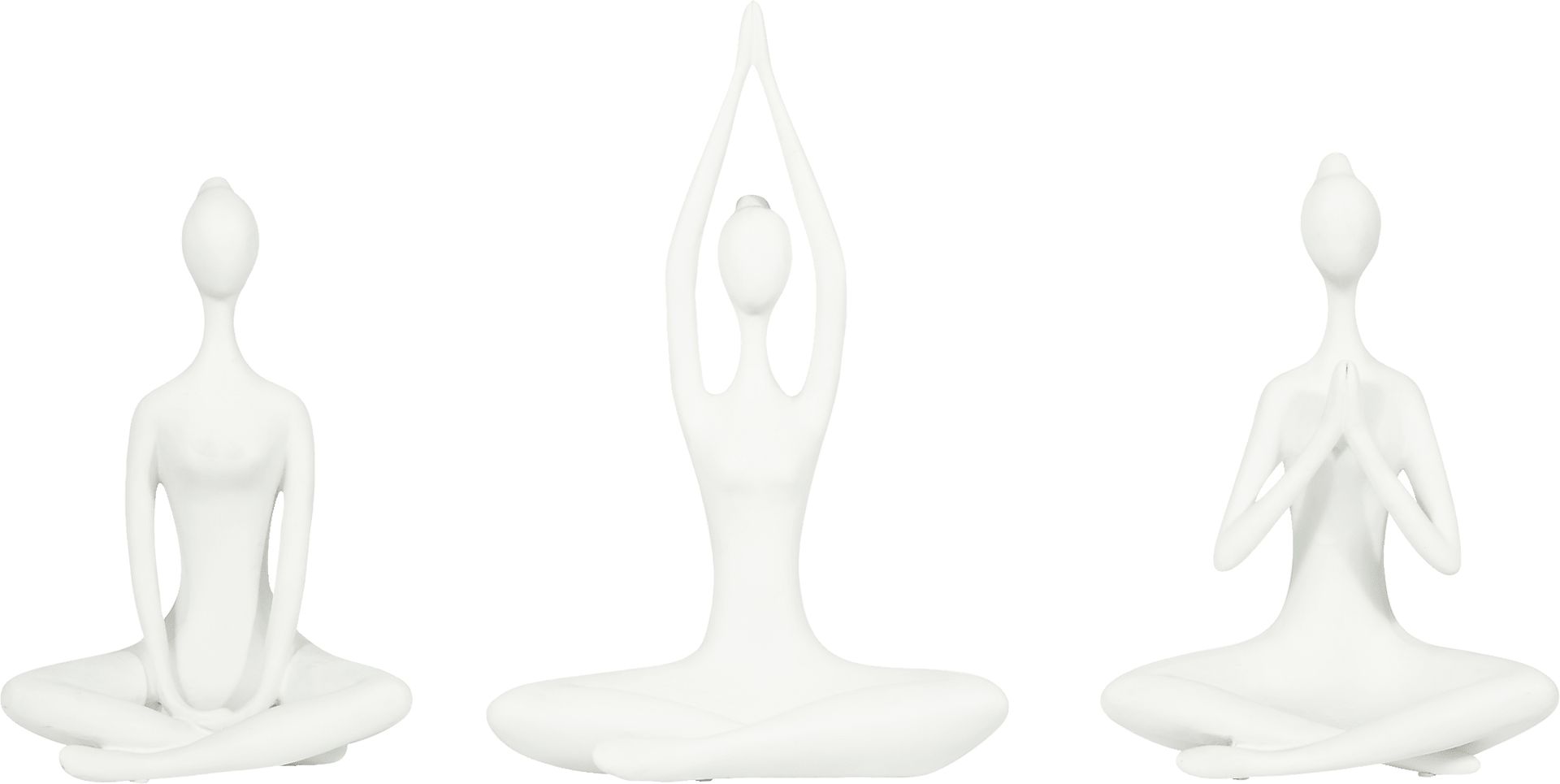 Hershour White Yoga Lady Sculpture, Set of 3 - Image 1
