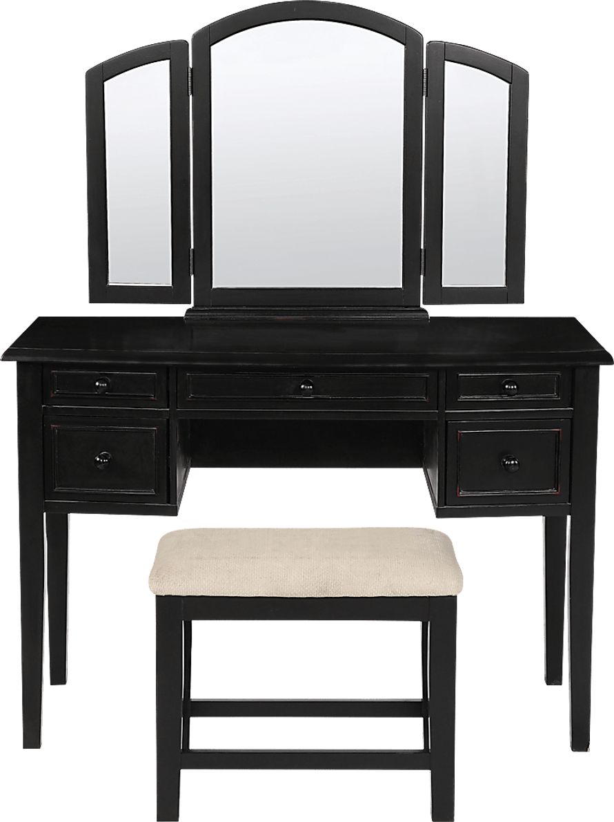 Hervel Black Vanity Set