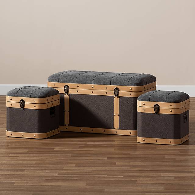 Heskett Brown Ottoman, Set of 3 - Thumbnail - Image 6