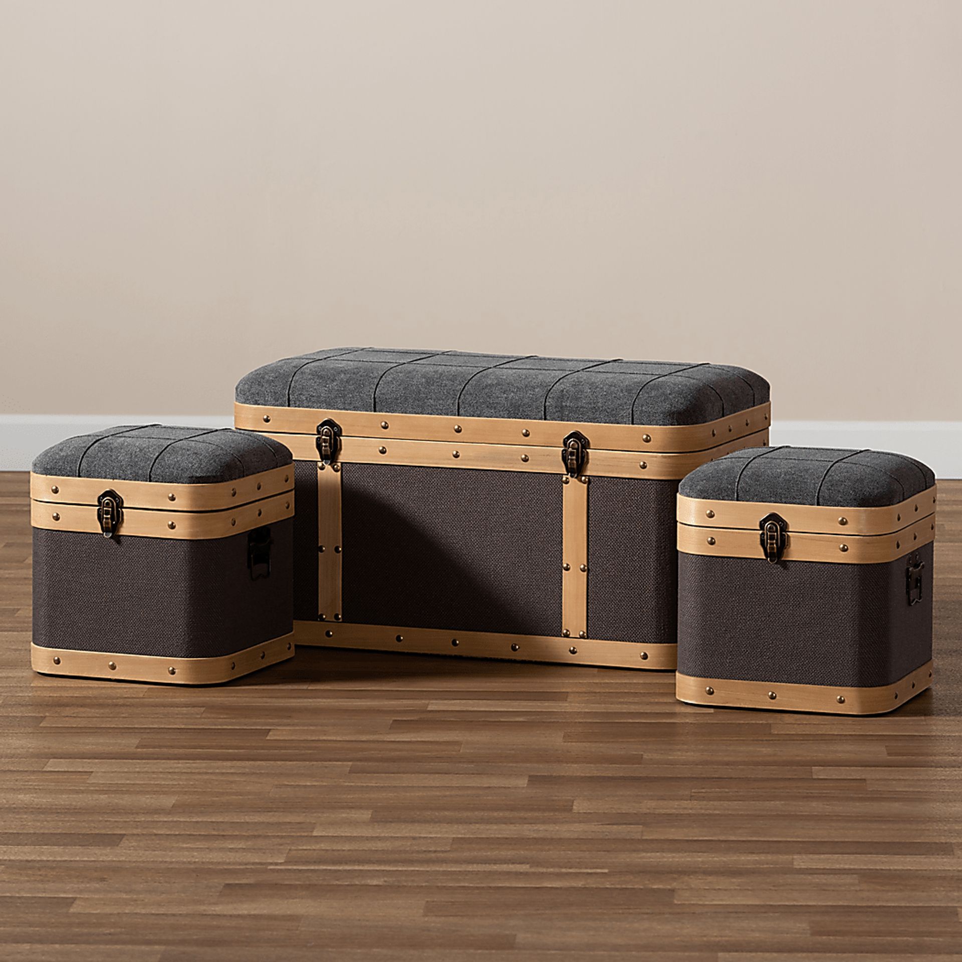 Heskett Brown Ottoman, Set of 3 - Image 6