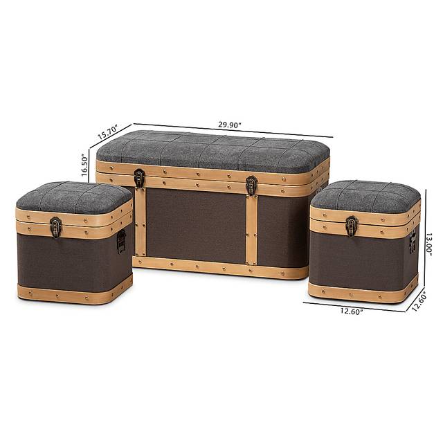 Heskett Brown Ottoman, Set of 3 - Thumbnail - Image 7