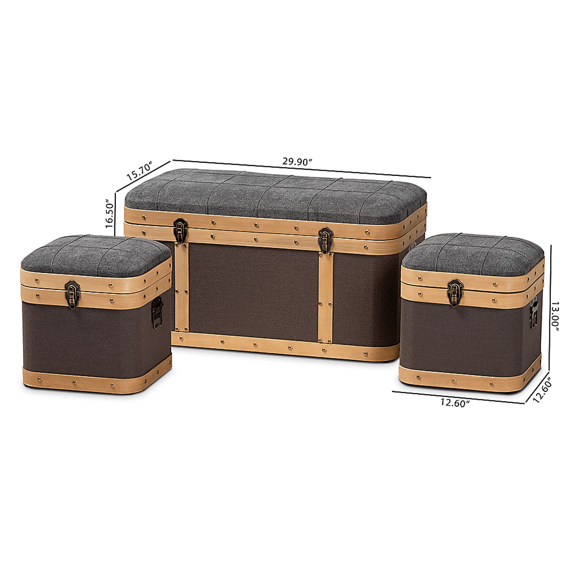 Heskett Brown Ottoman, Set of 3 - Image 7