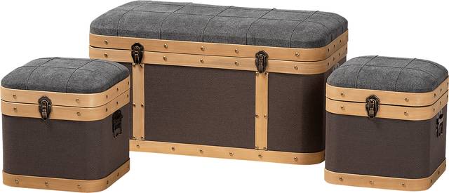 Heskett Brown Ottoman, Set of 3 - Thumbnail - Image 1