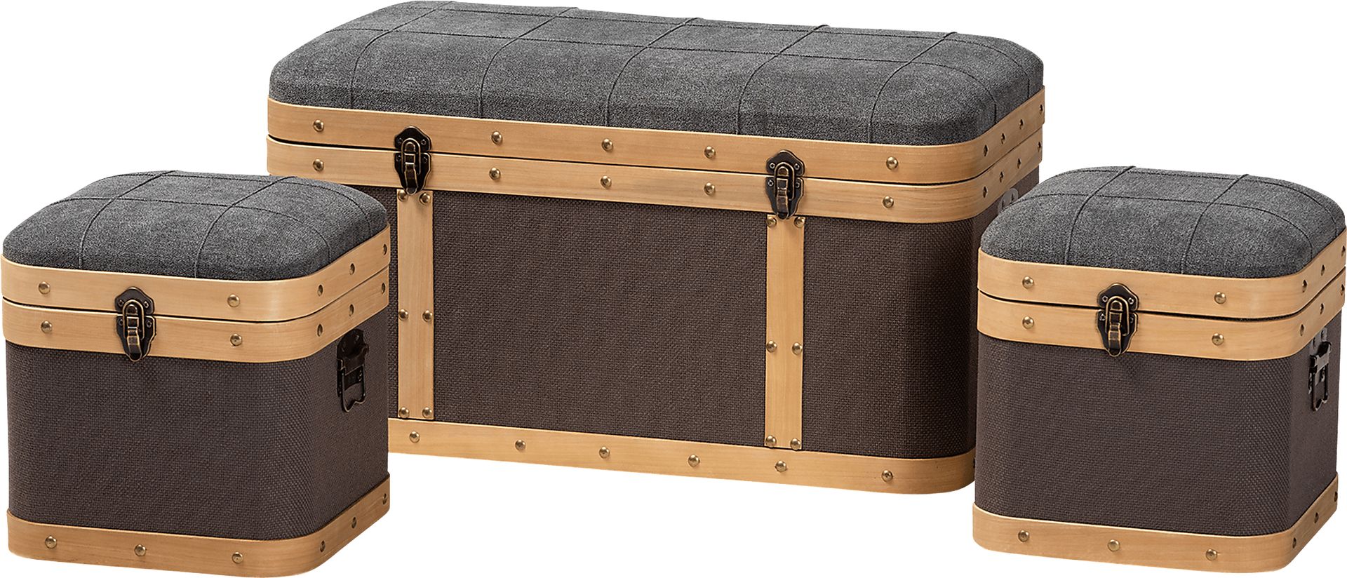 Heskett Brown Ottoman, Set of 3 - Image 1