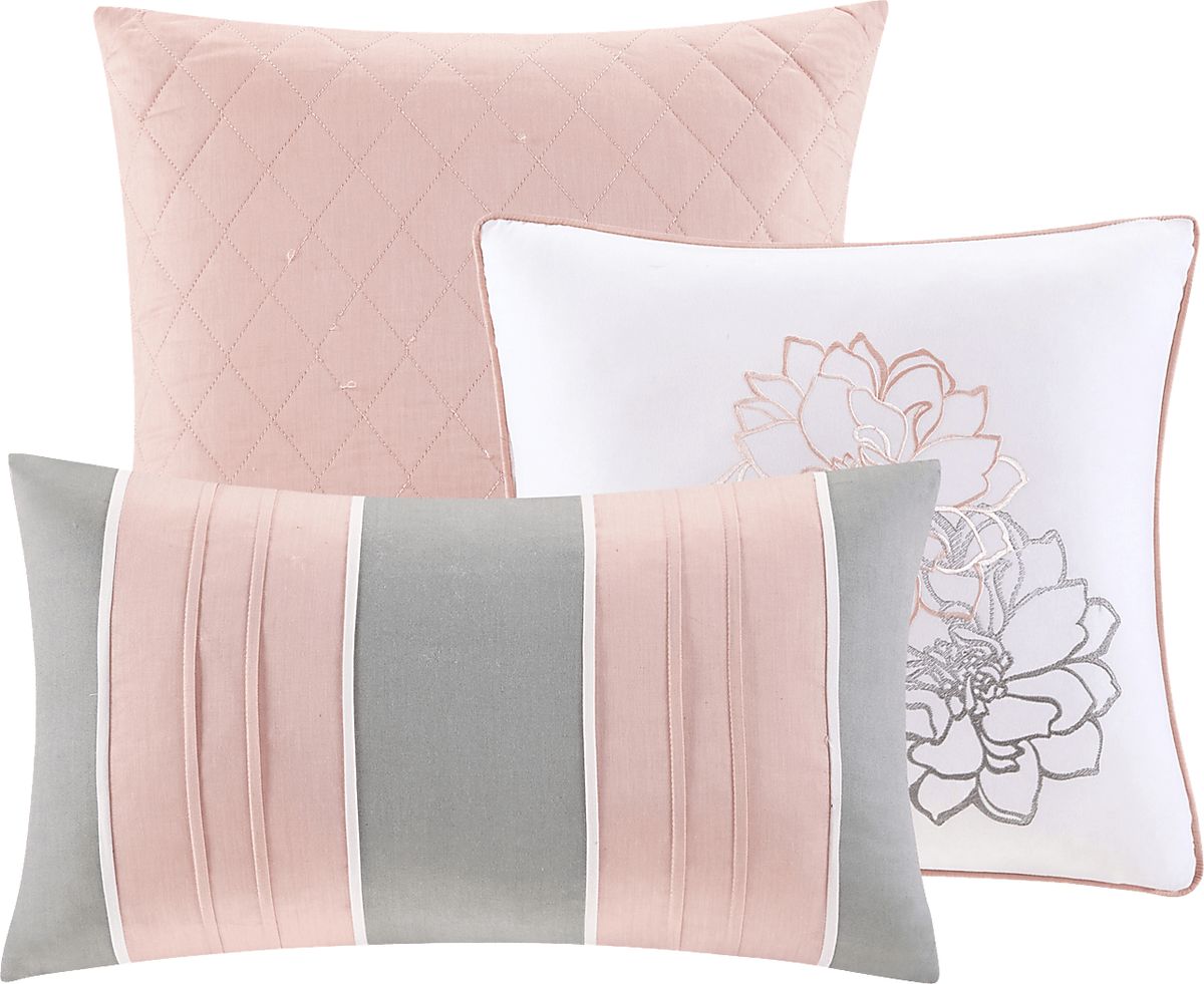 Heslep Peach Orange Cotton Fabric 6 Pc Full/Queen Quilt Set | Rooms to Go