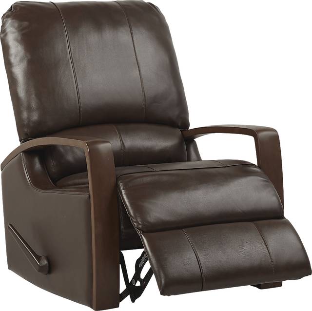 Heston Chocolate Leather Swivel Recliner - Thumbnail - Image 1