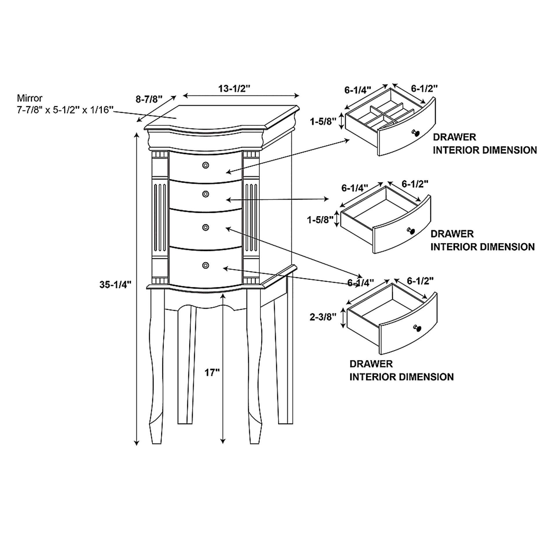 Hiatt Off White Jewelry Armoire - Image 14