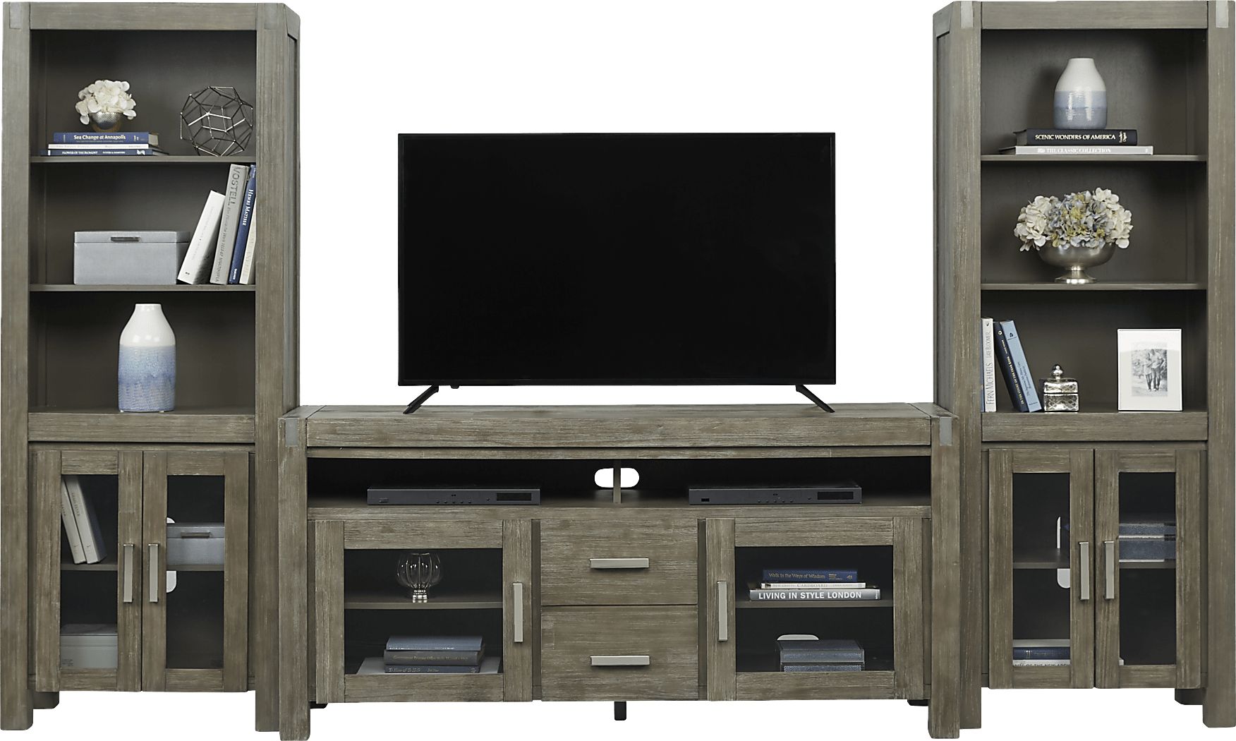 Hidden Springs II Gray 3 Pc Wall Unit with 66 in. Console