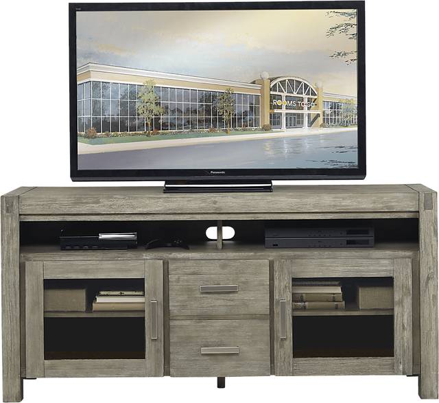 Hidden Springs II Gray 66 in. Flat Screen Console - Thumbnail - Image 2