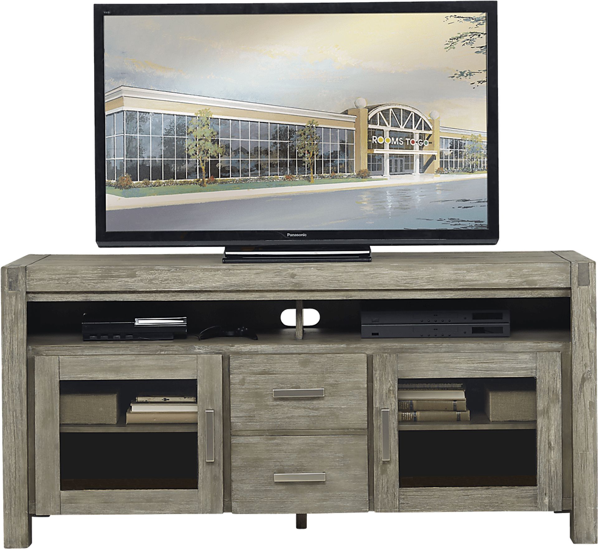 Hidden Springs II Gray 66 in. Flat Screen Console - Image 2