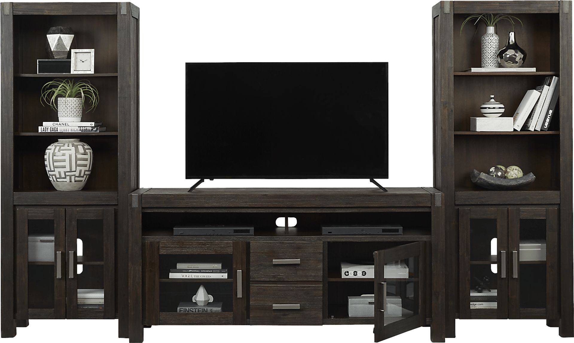 Hidden Springs II Espresso 3 Pc Wall Unit with 66 in. Console - Image 2