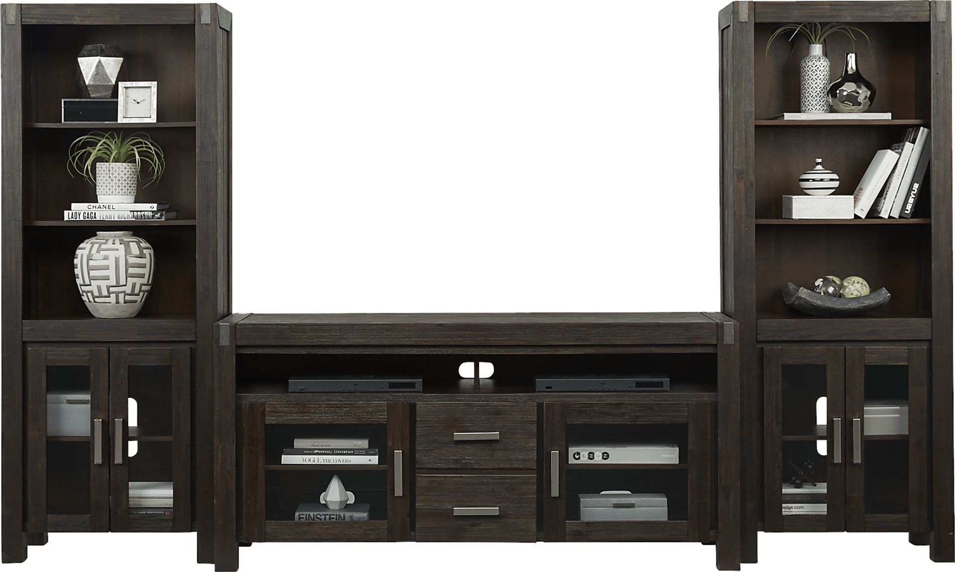 Hidden Springs II Espresso 3 Pc Wall Unit with 66 in. Console - Image 3