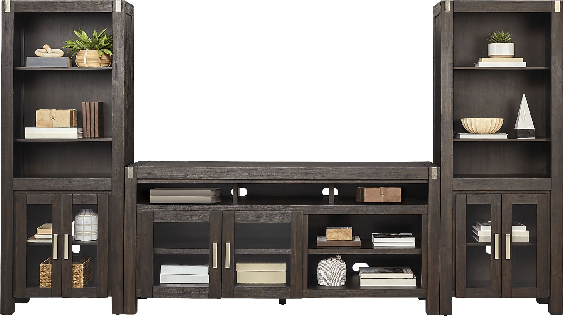 Hidden Springs II Espresso 3 Pc Wall Unit with 72 in. Console - Image 2