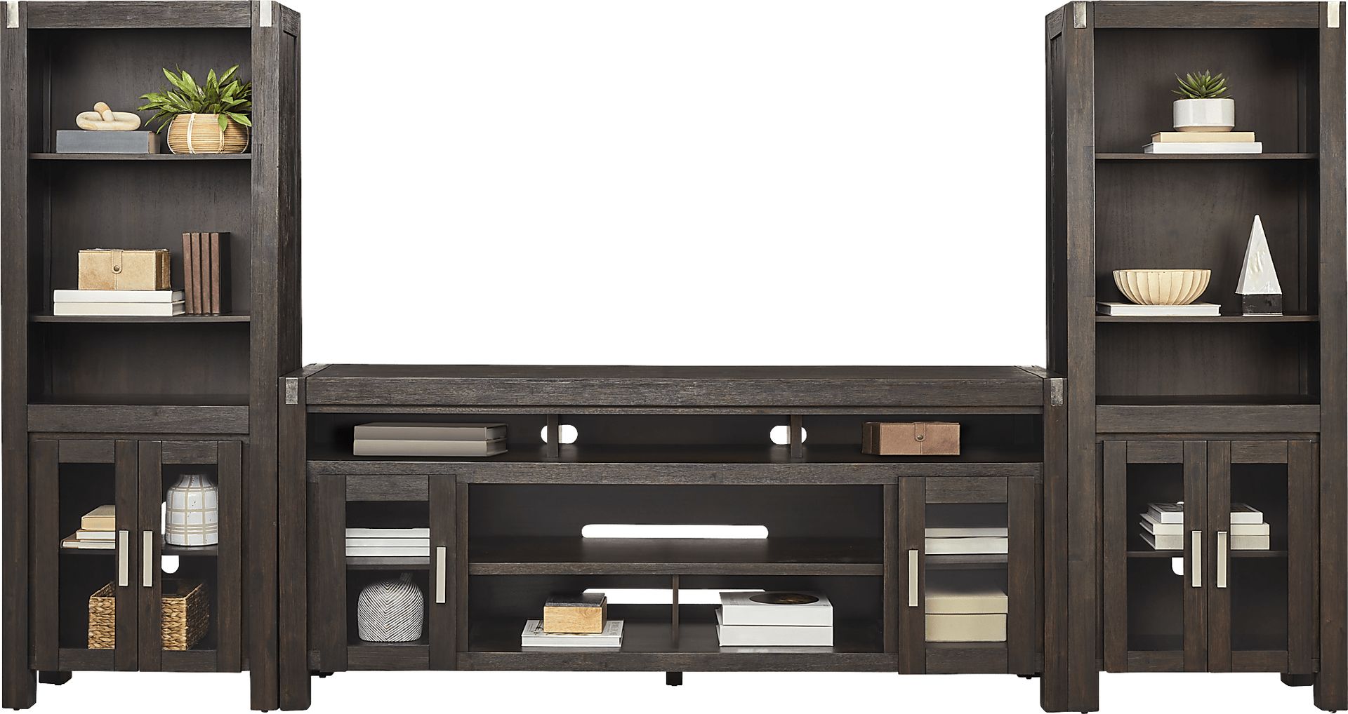 Hidden Springs II Espresso 3 Pc Wall Unit with 80 in. Console - Image 2