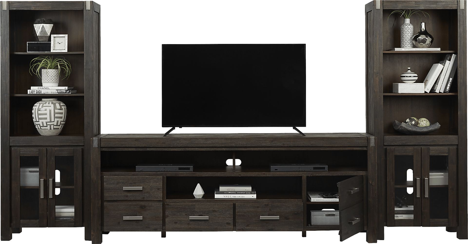 Hidden Springs II Espresso 3 Pc Wall Unit with 84 in. Console - Image 2