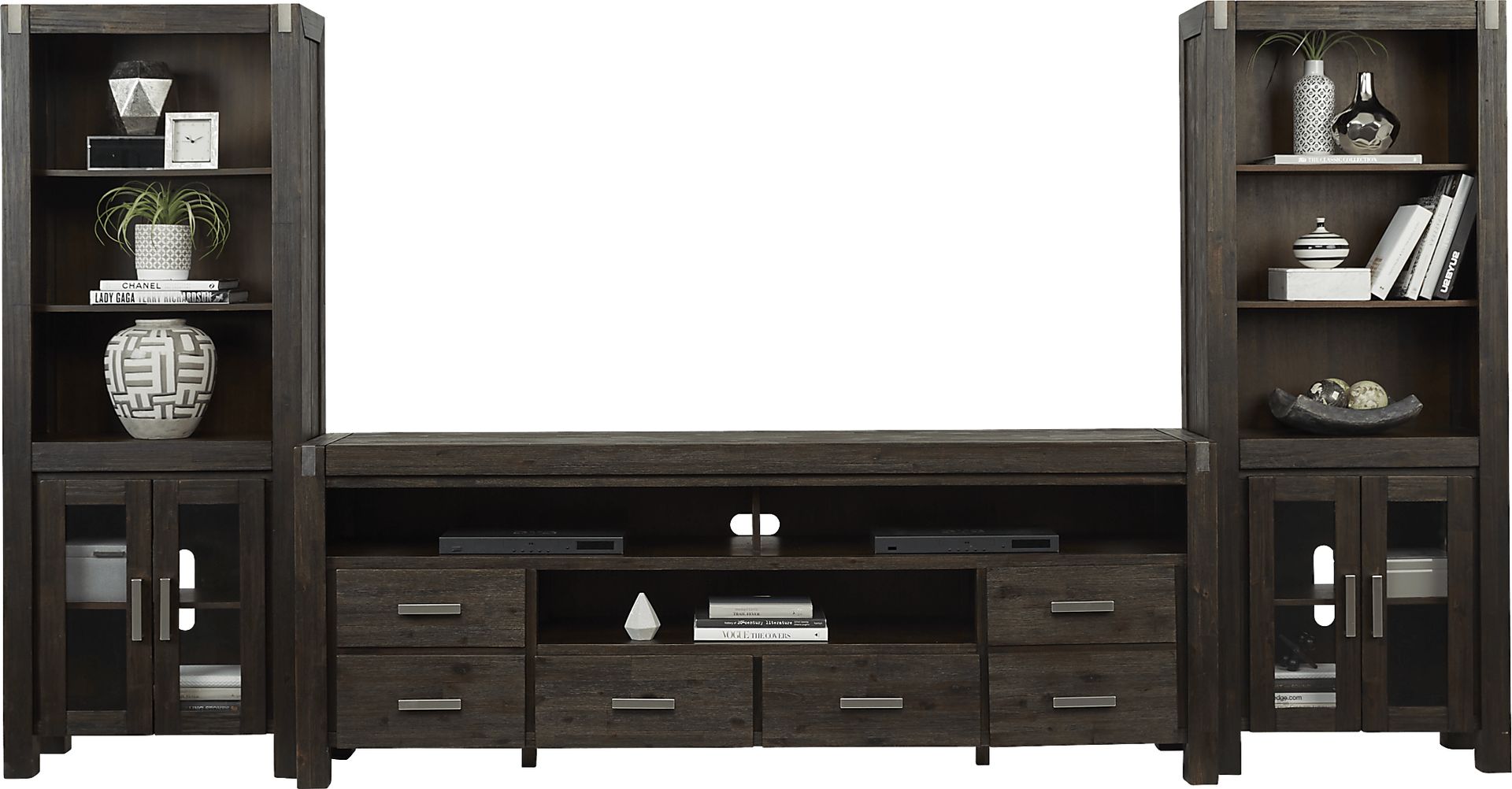 Hidden Springs II Espresso 3 Pc Wall Unit with 84 in. Console - Image 3