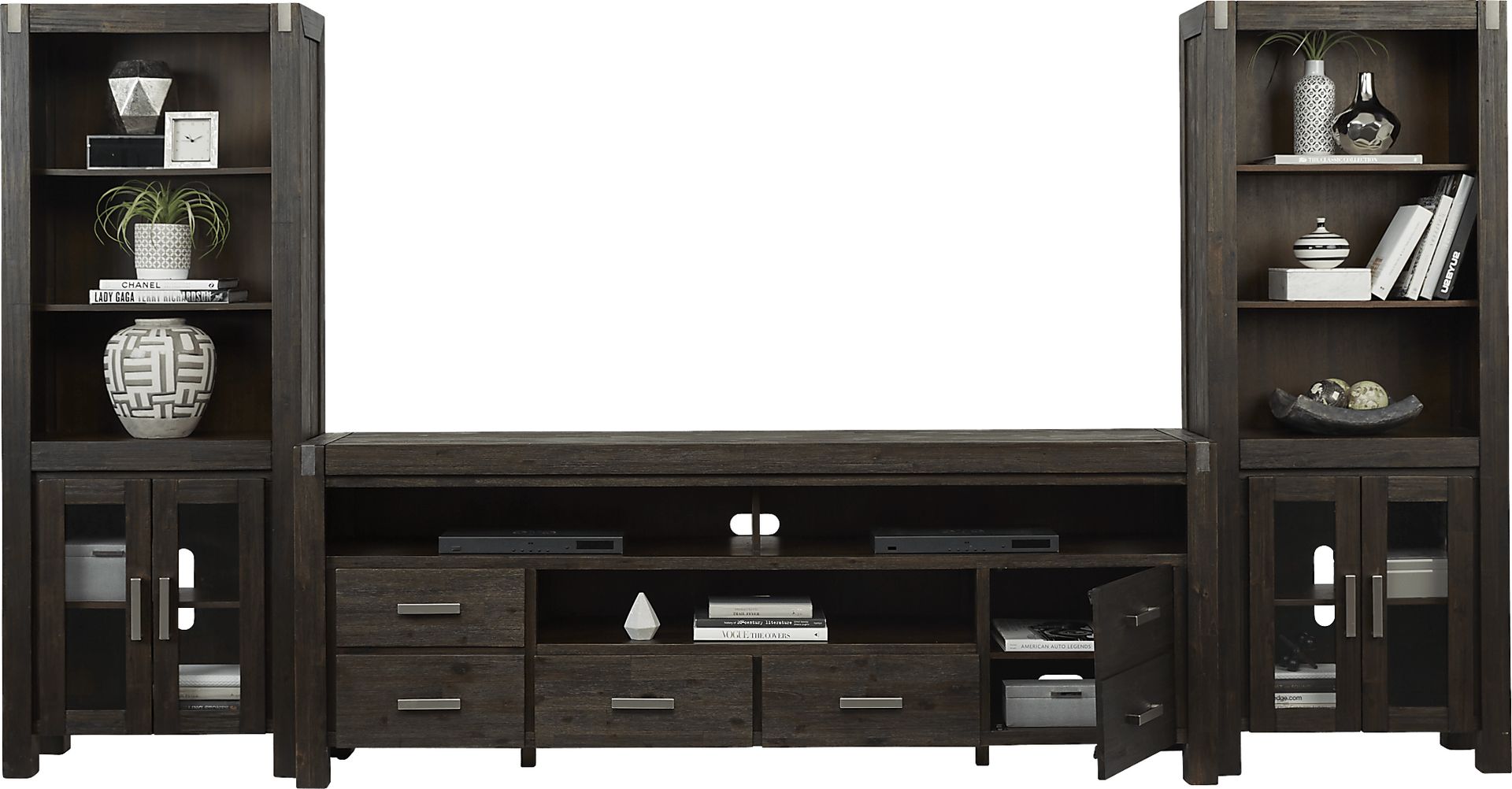 Hidden Springs II Espresso 3 Pc Wall Unit with 84 in. Console - Image 4