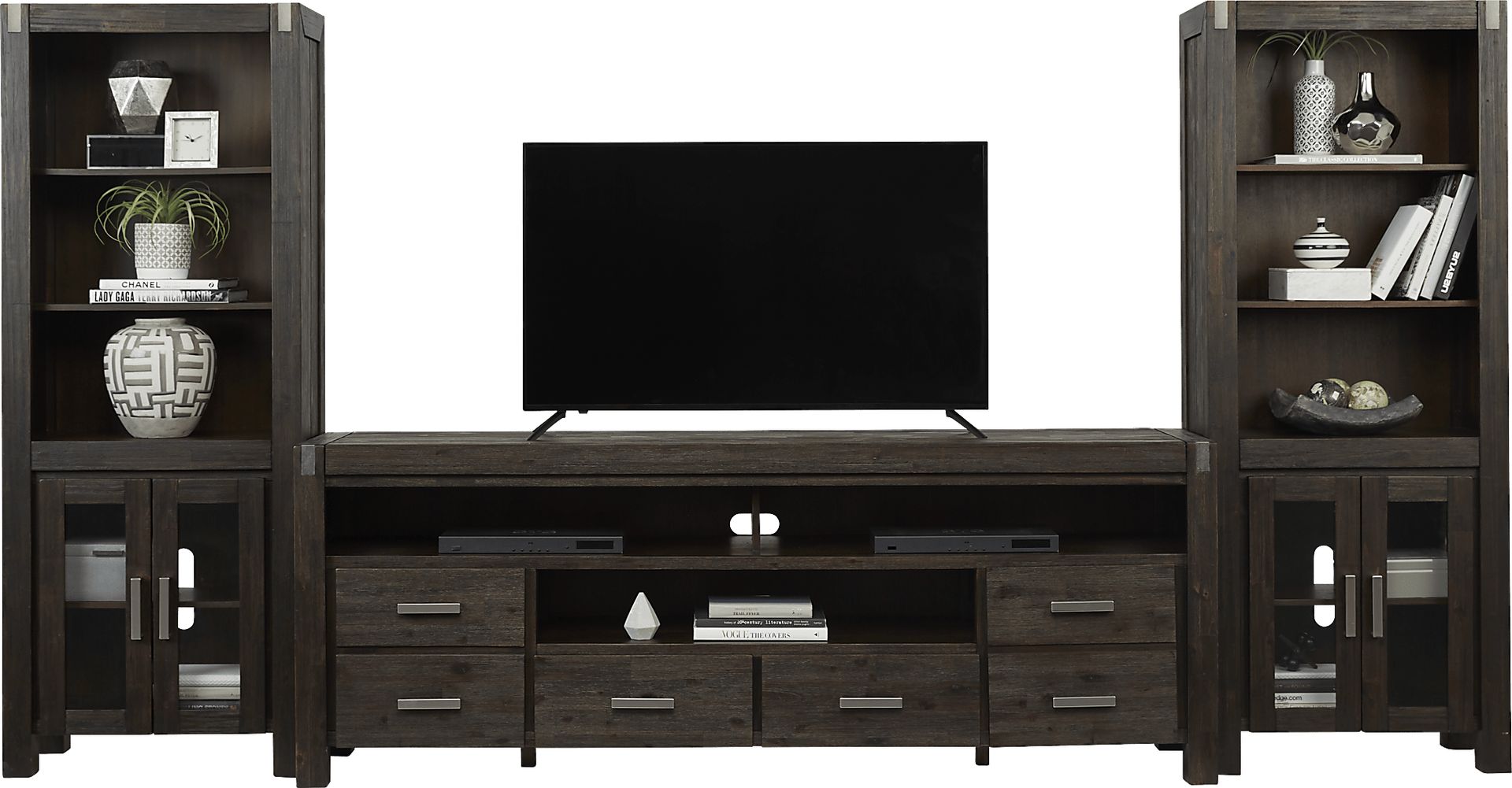 Hidden Springs II Espresso 3 Pc Wall Unit with 84 in. Console - Image 1