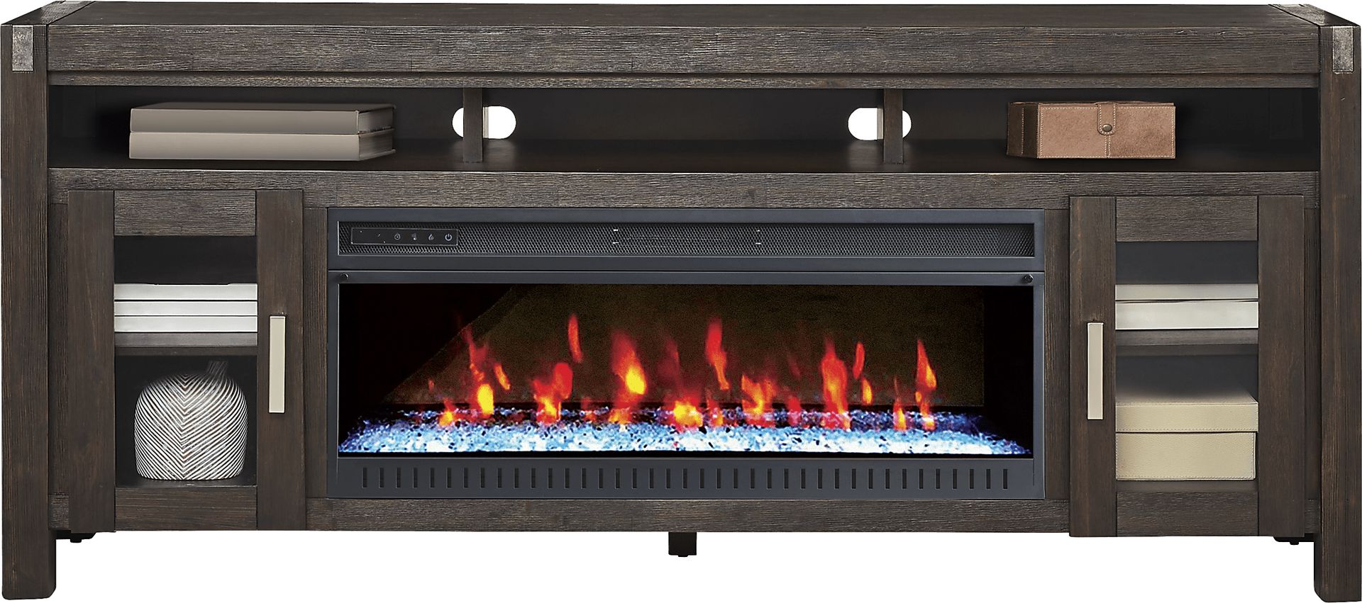 Hidden Springs II Espresso 80 in. Console with Electric Fireplace - Image 2