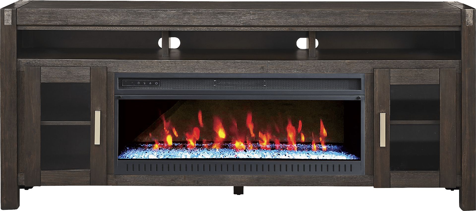 Hidden Springs II Espresso 80 in. Console with Electric Fireplace - Image 1