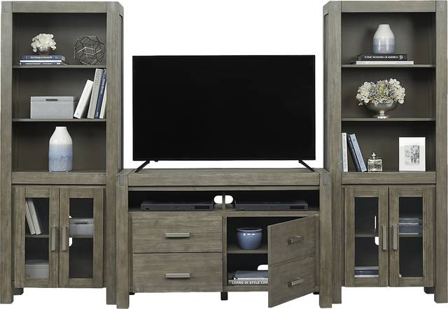 Hidden Springs II Gray 3 Pc Wall Unit with 50 in. Console - Thumbnail - Image 2