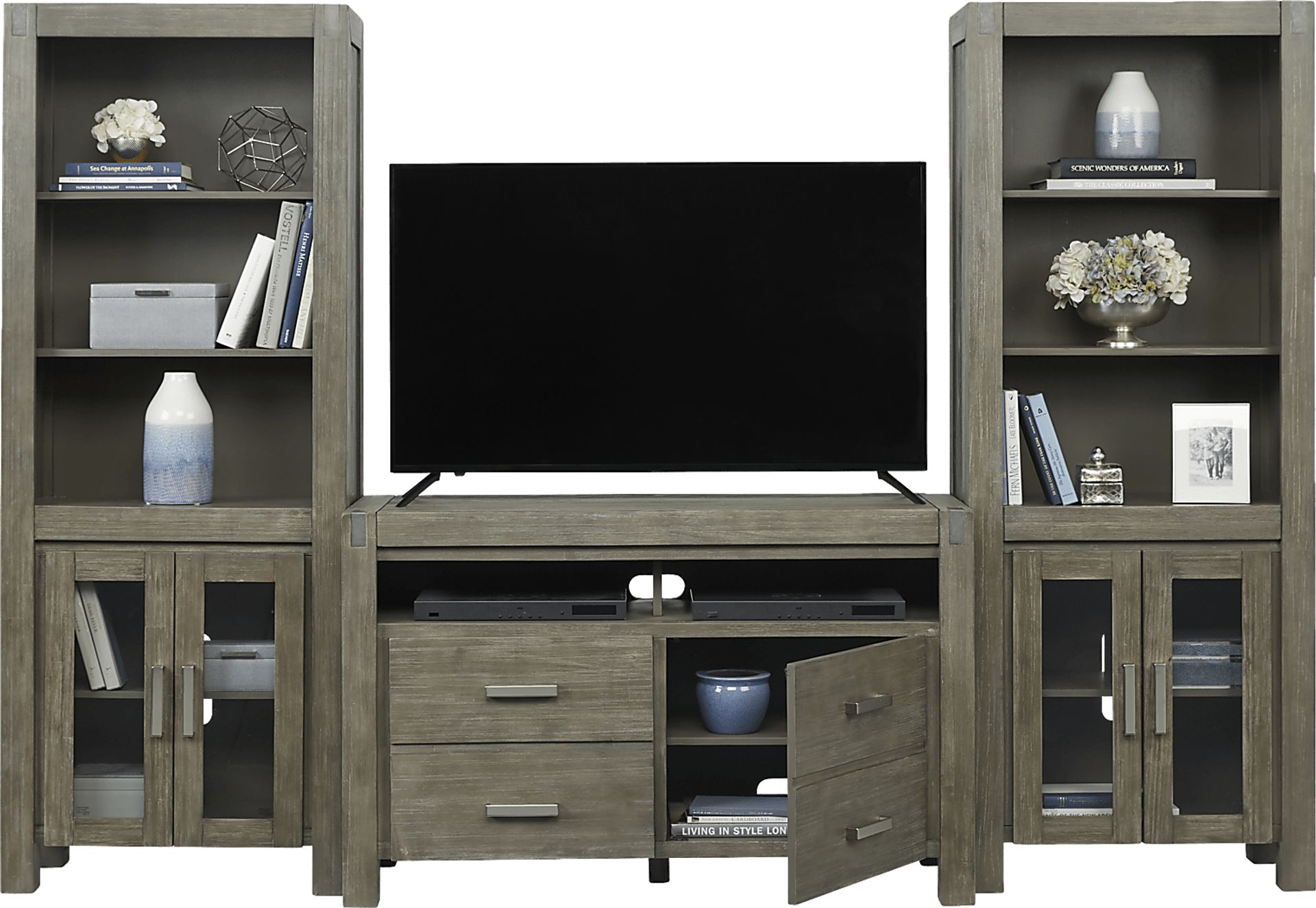 Hidden Springs II Gray 3 Pc Wall Unit with 50 in. Console - Image 2