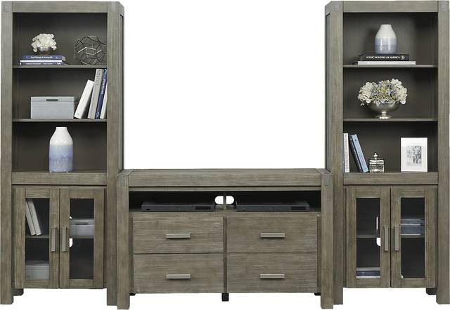 Hidden Springs II Gray 3 Pc Wall Unit with 50 in. Console - Thumbnail - Image 3