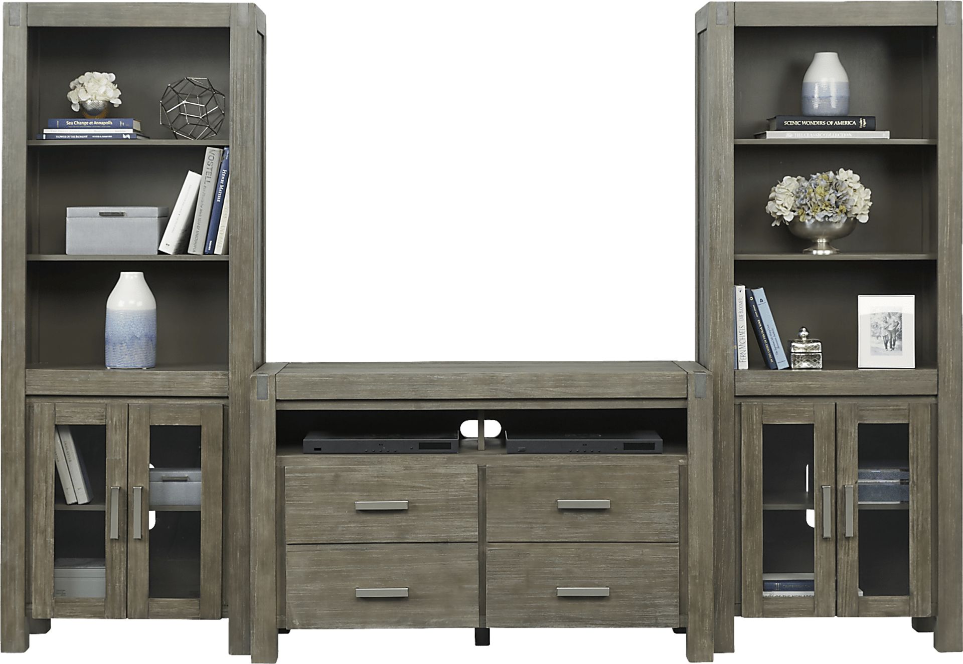 Hidden Springs II Gray 3 Pc Wall Unit with 50 in. Console - Image 3