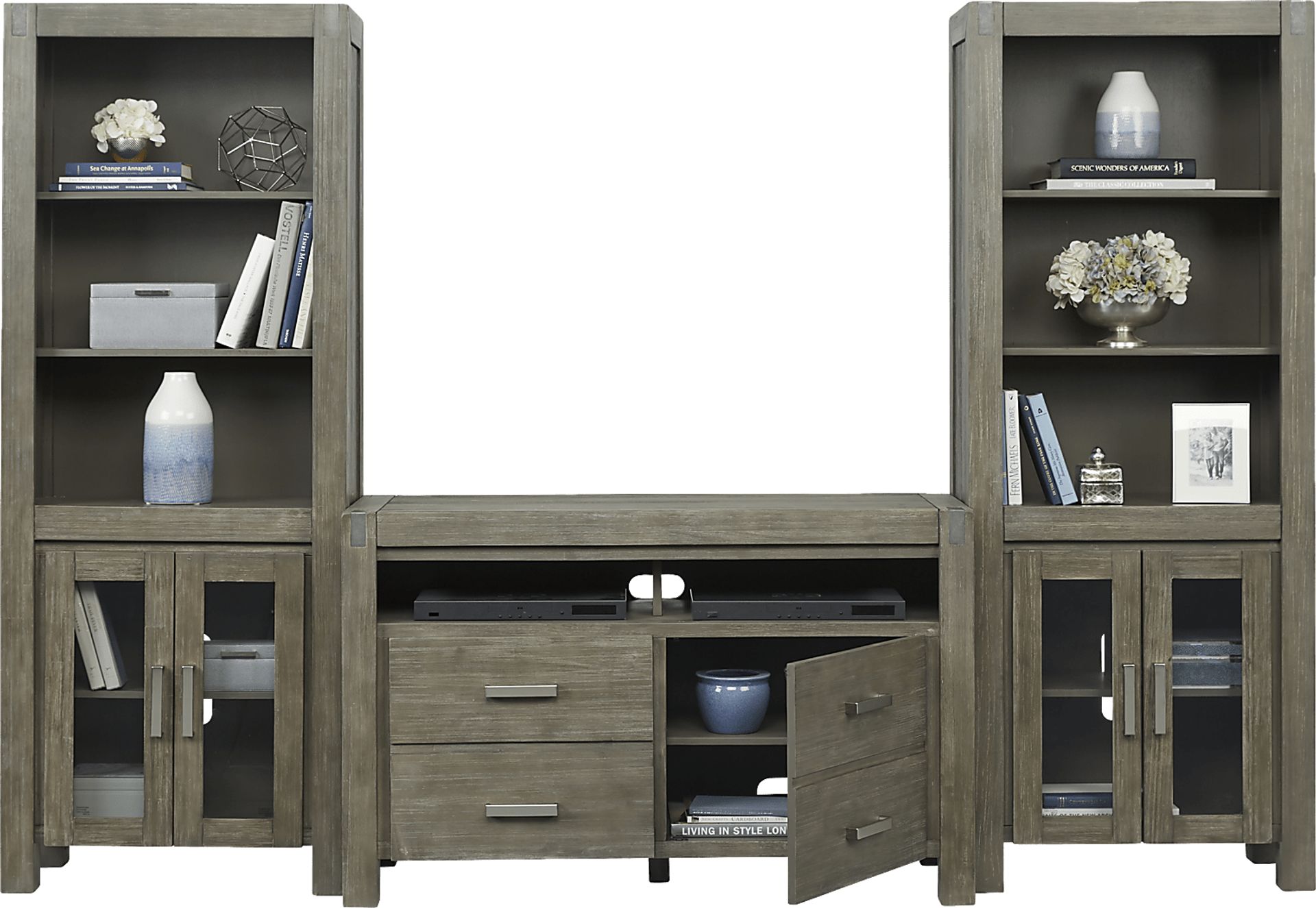 Hidden Springs II Gray 3 Pc Wall Unit with 50 in. Console - Image 4