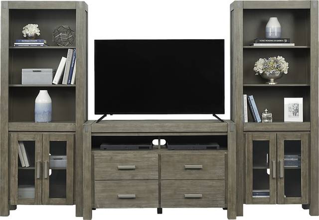 Hidden Springs II Gray 3 Pc Wall Unit with 50 in. Console - Thumbnail - Image 1