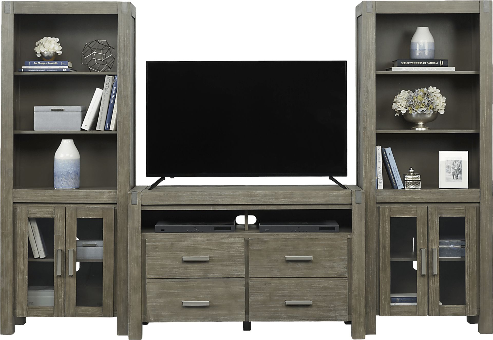 Hidden Springs II Gray 3 Pc Wall Unit with 50 in. Console - Image 1