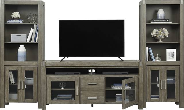 Hidden Springs II Gray 3 Pc Wall Unit with 66 in. Console - Thumbnail - Image 2