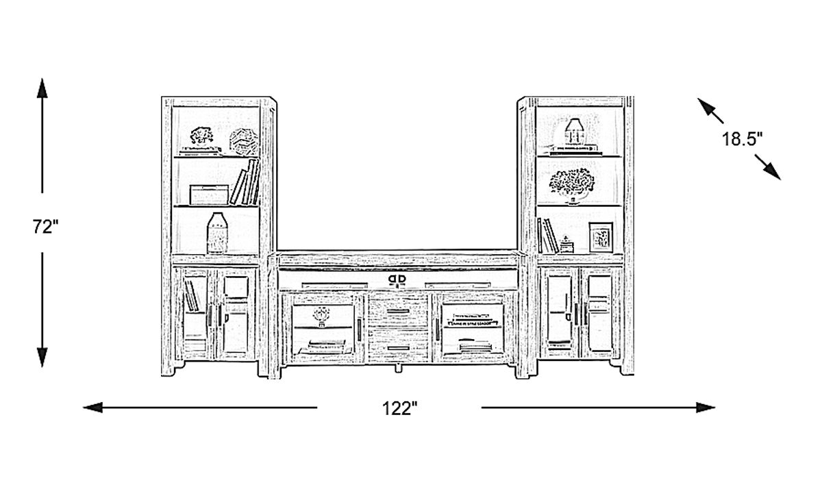 Hidden Springs II Gray 3 Pc Wall Unit With Console | Rooms to Go