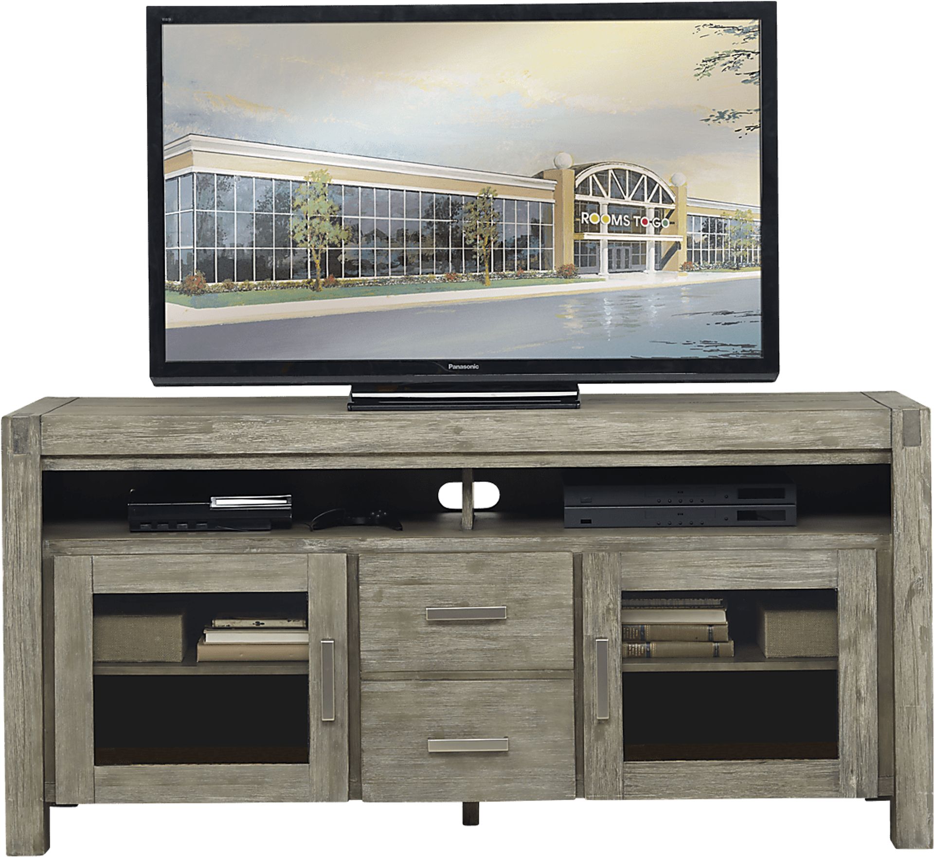 Hidden Springs II Gray 66 in. Flat Screen Console - Image 1