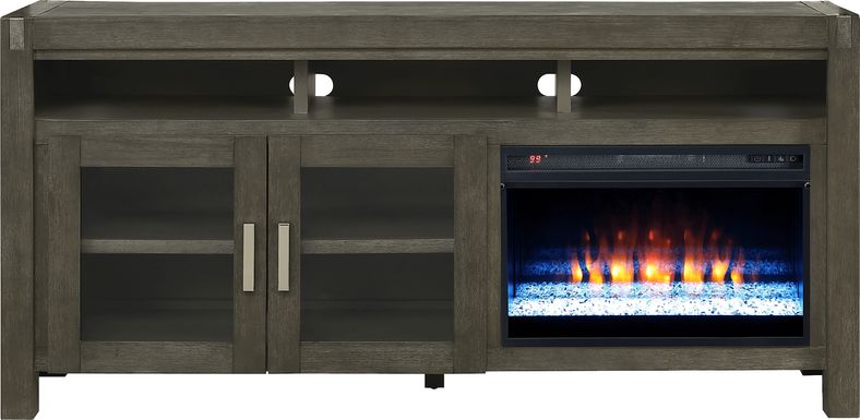 Hidden Springs II Gray 72 in. Console with Electric Fireplace