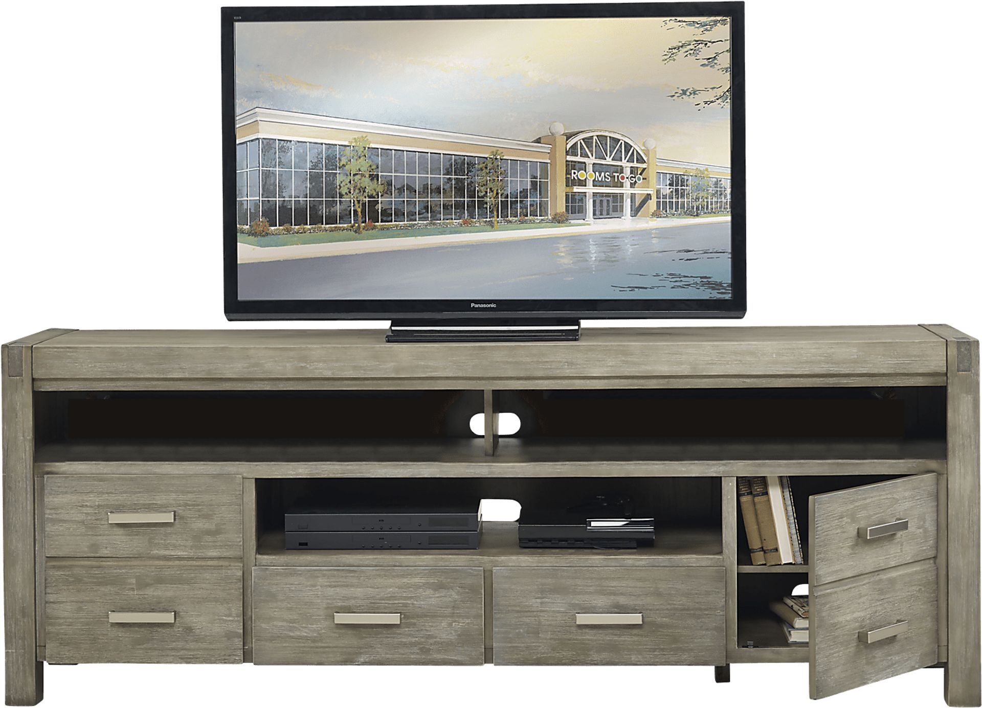 Hidden Springs II Gray 84 in. Flat Screen Console - Image 2
