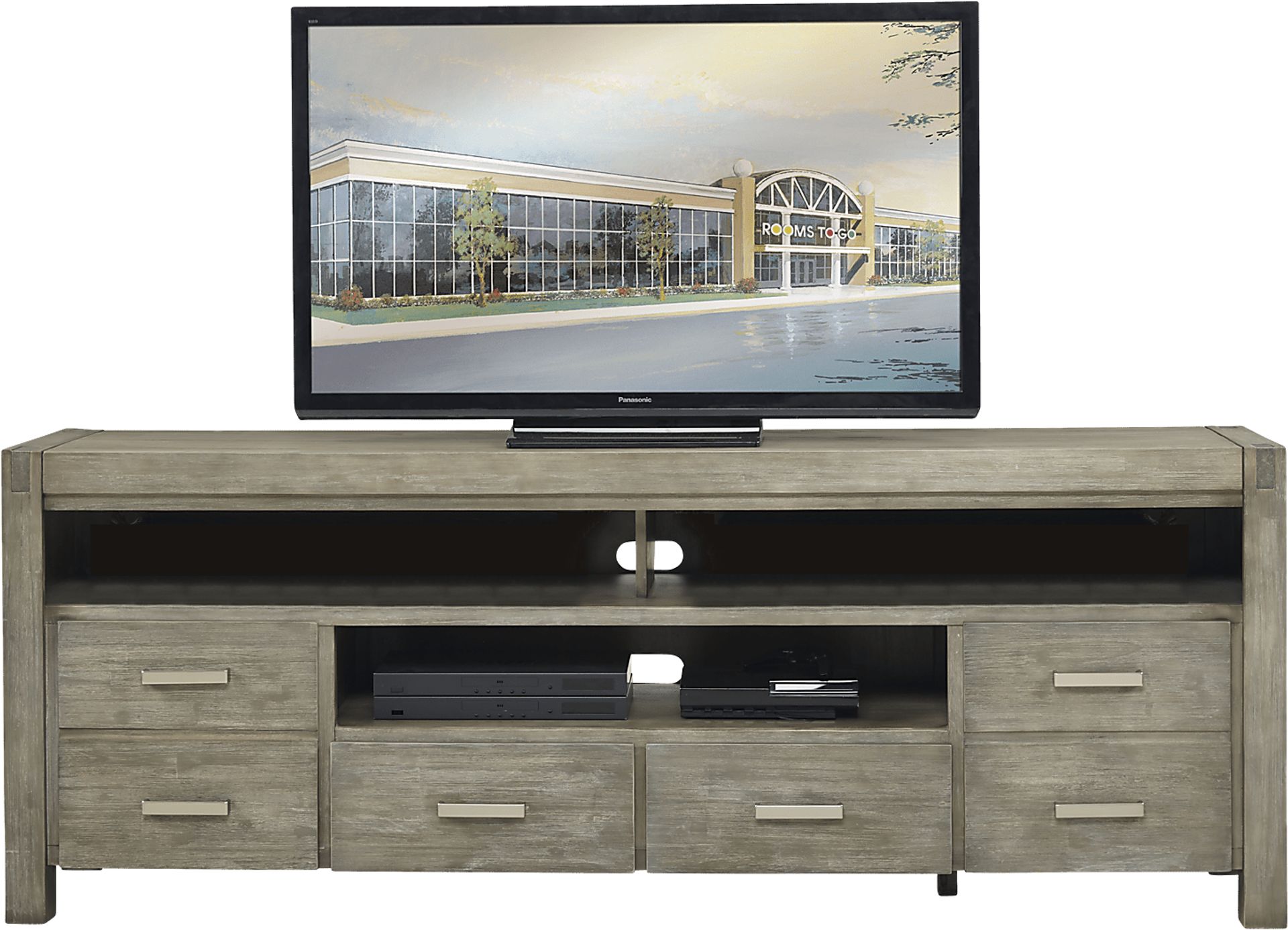 Hidden Springs II Gray 84 in. Flat Screen Console - Image 1