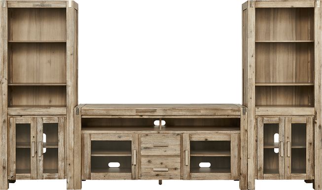 Hidden Springs II Natural 3 Pc Wall Unit with 66 in. Console