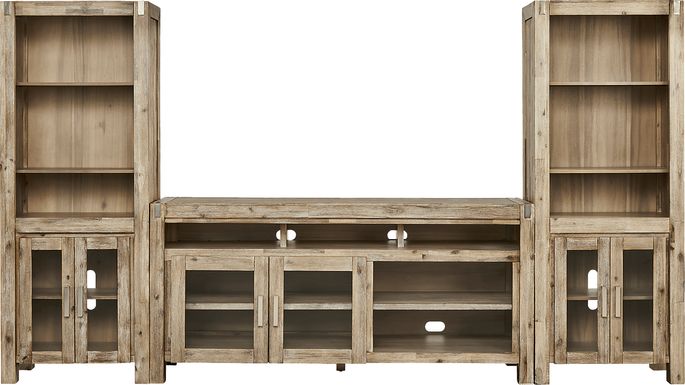 Hidden Springs II Natural 3 Pc Wall Unit with 72 in. Console