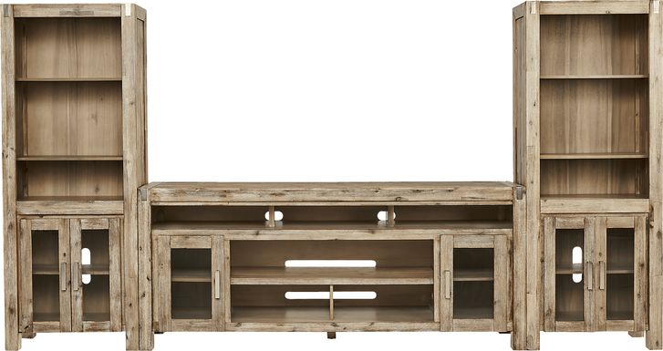 Hidden Springs II Natural 3 Pc Wall Unit with 80 in. Console