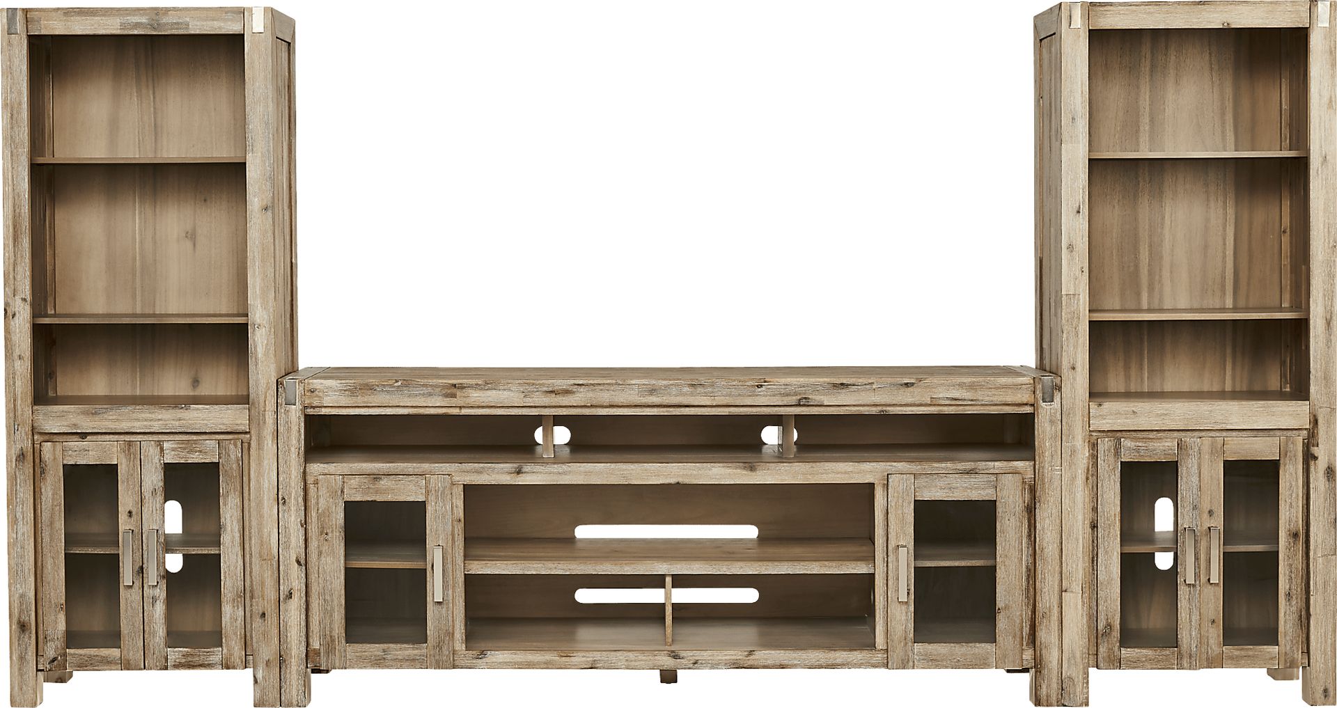 Hidden Springs II Natural 3 Pc Wall Unit with 80 in. Console - Image 1