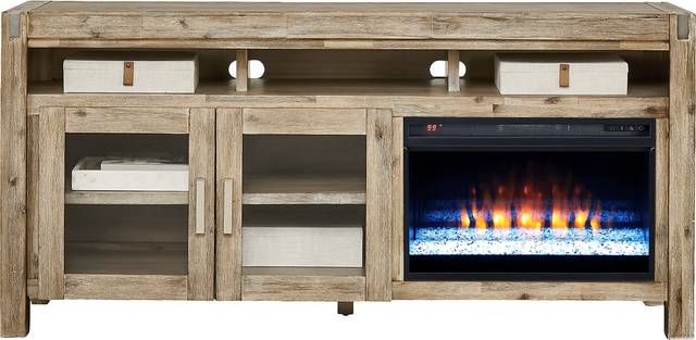 Hidden Springs II Natural 72 in. Console with Electric Fireplace - Thumbnail - Image 2