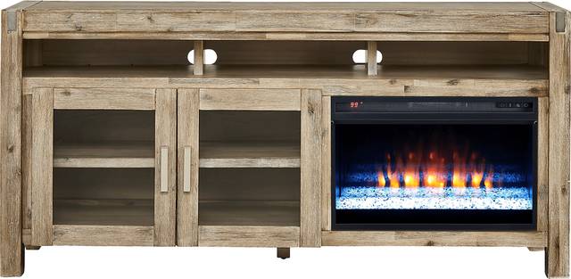 Hidden Springs II Natural 72 in. Console with Electric Fireplace - Thumbnail - Image 1