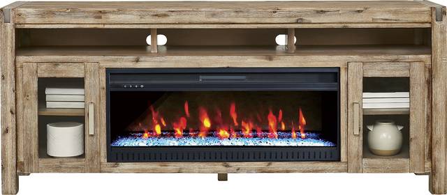 Hidden Springs II Natural 80 in. Console with Electric Fireplace - Thumbnail - Image 2