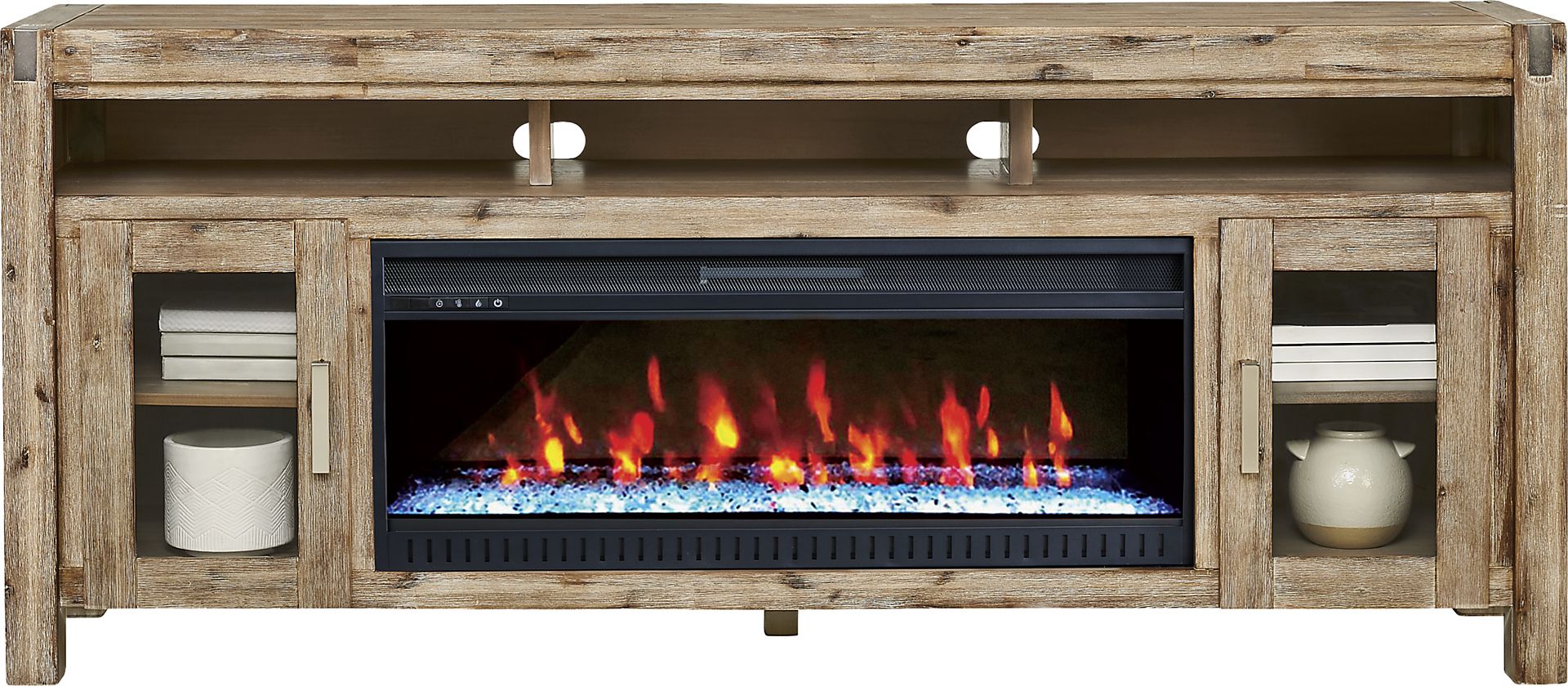 Hidden Springs II Natural 80 in. Console with Electric Fireplace - Image 2