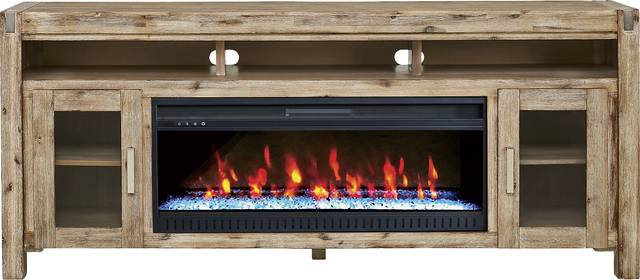 Hidden Springs II Natural 80 in. Console with Electric Fireplace - Thumbnail - Image 1