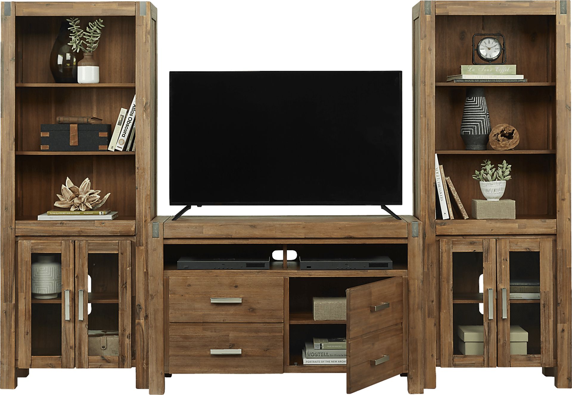 Hidden Springs II Tan 3 Pc Wall Unit with 50 in. Console - Image 2