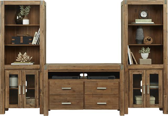 Hidden Springs II Tan 3 Pc Wall Unit with 50 in. Console - Thumbnail - Image 3