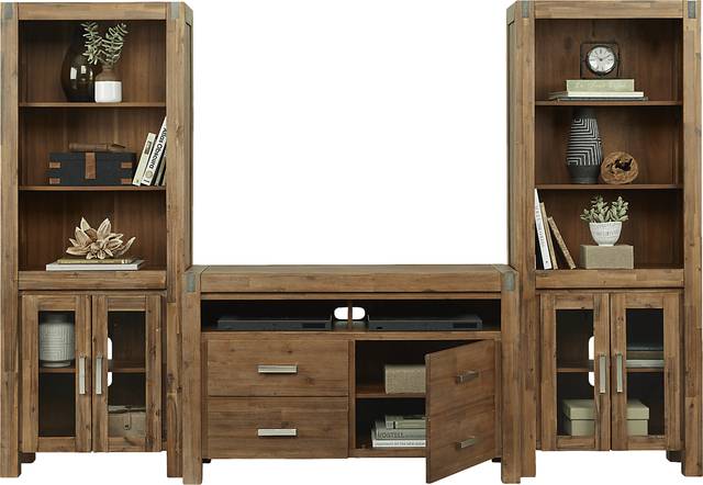 Hidden Springs II Tan 3 Pc Wall Unit with 50 in. Console - Thumbnail - Image 4